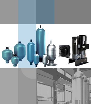 hydraulic accumulators and heat exchanger, bladder accumulators, cooler, cooling unit